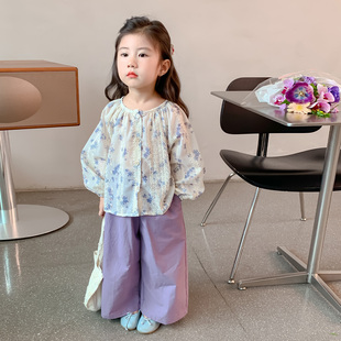 女童春秋款韩系穿搭套装2026新款洋气时髦儿童女宝宝春季春装碎花