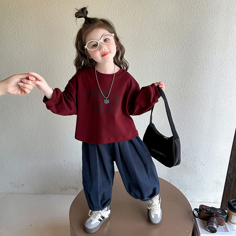 女童套装2026新款儿童春秋洋气时髦卫衣春装女宝宝春季衣服字母