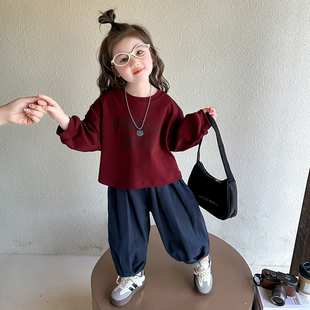 女童套装2026新款儿童春秋洋气时髦卫衣春装女宝宝春季衣服字母