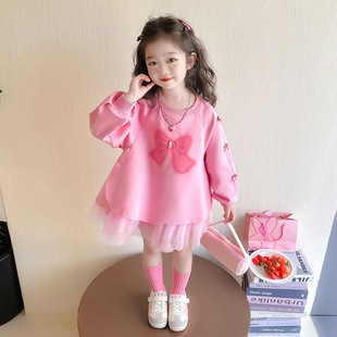 女童连衣裙春装2026新款洋气儿童裙子宝宝春季蝴蝶结公主裙子春秋