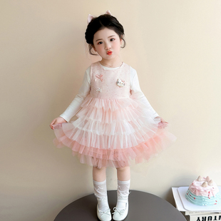 女童春秋款裙子春装2026新款儿童渐变春季连衣裙套装女宝宝公主裙