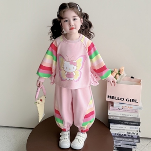女童春秋款猫咪翅膀套装2026新款洋气时髦儿童女宝宝春季春装早春