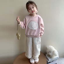 女童套装春秋2025新款儿童洋气卫衣早秋装宝宝秋季时髦花边小女孩