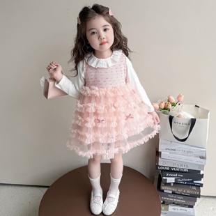 女童春秋款裙子春装2026新款儿童粉嫩春季连衣裙套装女宝宝公主裙
