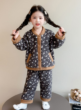 女童套装2025新款洋气可爱中小童撞色波点针织开衫黄色半身裙