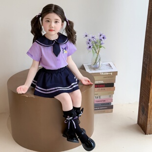 女童连衣裙夏季2026新款儿童海军领套装女宝宝夏装学院风公主裙潮