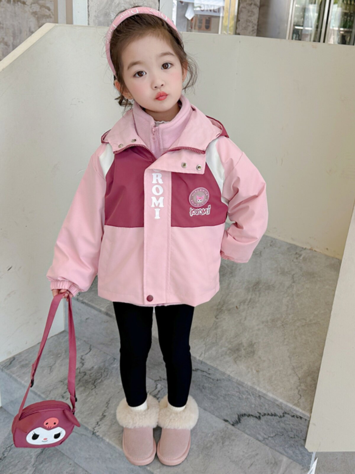 깜박이는 소녀 재킷 봄 가을 2024 새로운 가을 어린 소녀 3-IN-1 어린이 가을 겨울 재킷