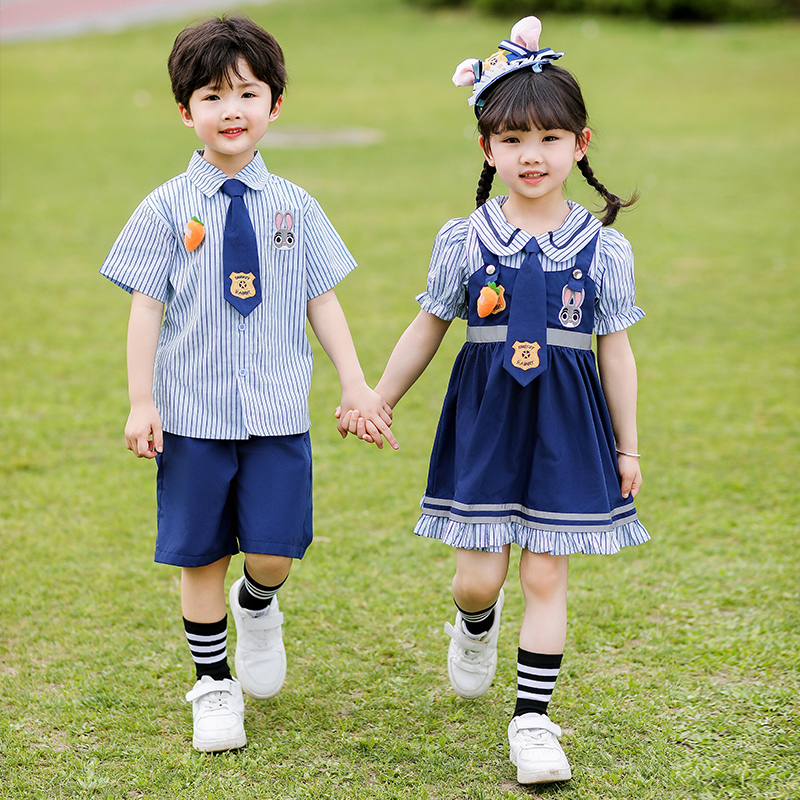 幼儿园园服2025新款夏洋气男女童兔子警官连衣裙六一儿童节表演服