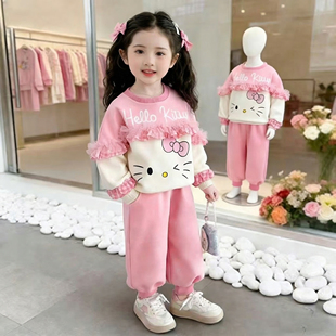 女童春秋款猫咪套装2026新款洋气时髦儿童女宝宝春季春装早春卫衣