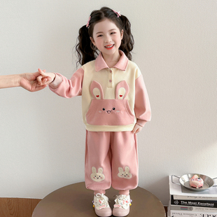 女童春秋款运动套装2026新款洋气时髦儿童女宝宝春季春装兔子卫衣