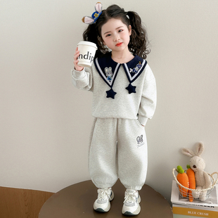 女童春秋款兔子套装2026新款洋气时髦儿童女宝宝春季春装早春卫衣