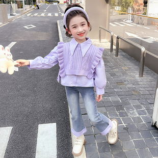 春季套装2026新款女童洋气时髦女宝宝穿搭韩系儿童春装紫色春秋