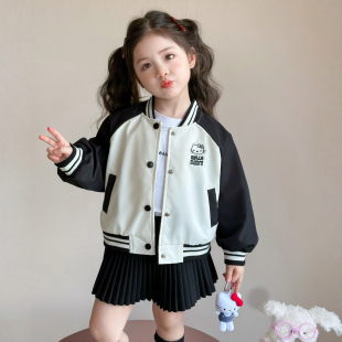 女童棒球服外套春秋2026新款儿童夹克猫咪女宝宝春季春装休闲上衣