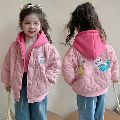 女童秋冬款加厚外套洋气时髦2025新款女孩休闲儿童时尚冬季棒球服