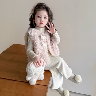女童马甲2026新款儿童外穿女宝宝加绒超好看背心羊羔绒秋冬季猫咪