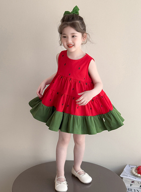 女童夏装连衣裙2026新款西瓜服装裙子夏季女宝宝儿童公主裙小女孩