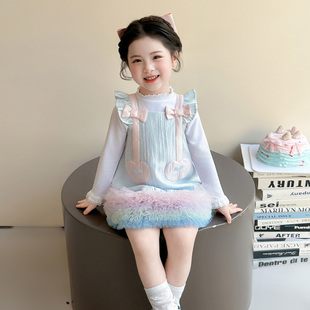 女童春秋款裙子春装2026新款儿童渐变春季连衣裙套装女宝宝公主裙