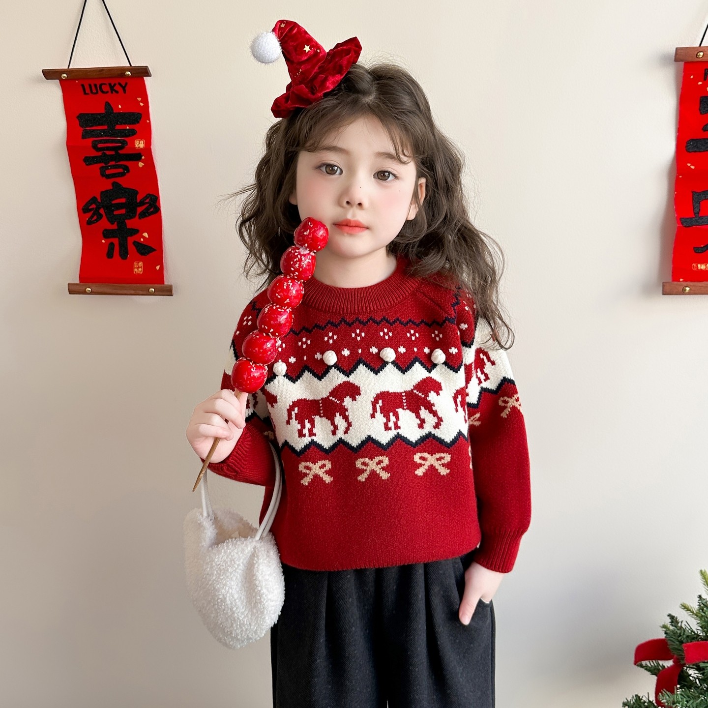 女童毛衣2025秋冬季新款儿童过年拜年服针织衫女宝宝加厚圣诞红色,童装/婴儿装/亲子装,毛衣/针织衫,淘宝优惠券,粉丝福利购,淘宝优惠卷