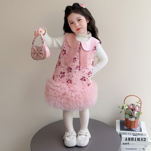 女童连衣裙加绒秋冬季儿童亮片冬季小女孩公主裙冬装宝宝蓬蓬裙子