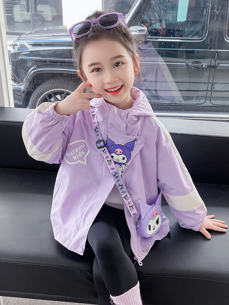 여아 코트 가을 겨울 봄 가을 2024 신형 가을 벨벳 보라색 옷 여아 및 아동 가을 재킷