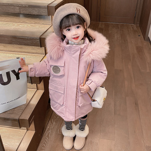 女宝宝冬装 儿童加厚贴标中长款 外套 2025新款 三防女童羽绒服秋冬季