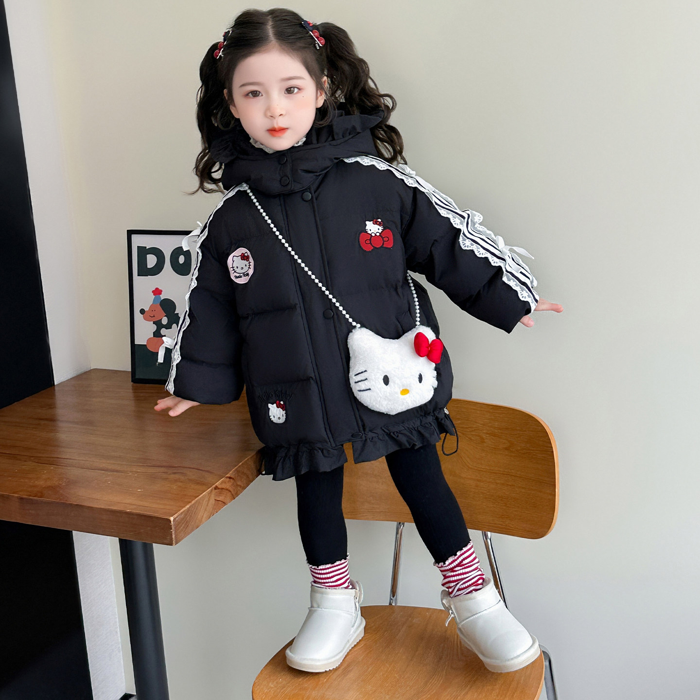 女童冬季棉服2025新款女宝宝加厚外套儿童棉袄冬装中长款棉衣黑色,童装/婴儿装/亲子装,棉袄/棉服,淘宝优惠券,粉丝福利购,淘宝优惠卷