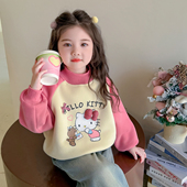 女童卫衣秋冬季 加绒儿童加外穿猫咪女宝宝一体绒上衣加厚 2026新款