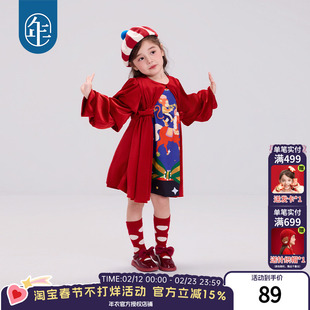 年衣童装长袖连衣裙女童秋冬新款儿童公主裙重工A字裙礼服表演服