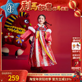 年衣童装 汉服连衣裙新年拜年服 改良唐装 儿童汉服裙女童冬季 新款