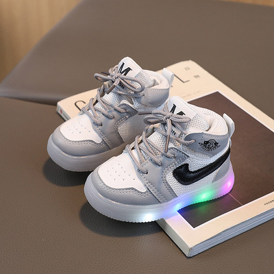 新品折扣奥特莱斯撤柜清仓春秋儿童板鞋高帮鞋女童网面休闲鞋男童