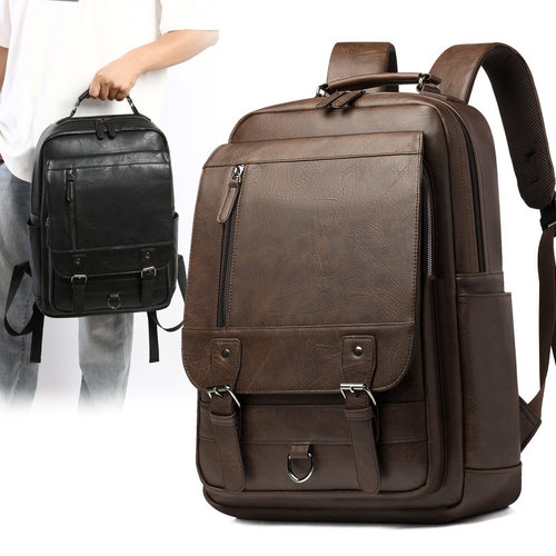 PU男士商务休闲高级感双肩包