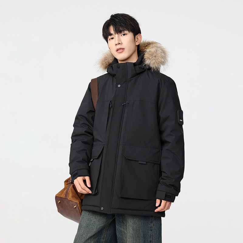 冬季保暖标白鸭绒大毛领连帽外套羽绒服情侣款B247-5355-p385,男装羽绒服,电商B247