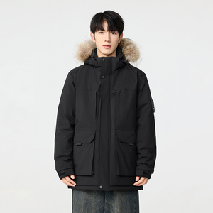 冬季保暖标白鸭绒大毛领连帽外套羽绒服情侣款B247-5355-p385图片
