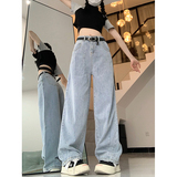夏季新品宽松显瘦阔腿拼接裤水洗牛仔长裤子女DS-B247-K27-P53，男装牛仔裤，电商B247