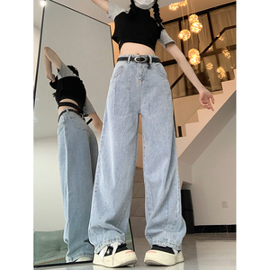 夏季新品宽松显瘦阔腿拼接裤水洗牛仔长裤子女 DS-B247-K27-P53图片