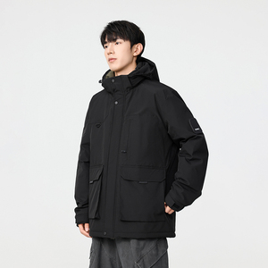 冬季暖标防风防寒白鸭绒连帽外套羽绒服情侣款B247-5322-p325图片
