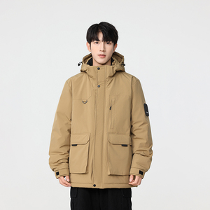 冬季暖标防风防寒白鸭绒连帽外套羽绒服情侣款B247-5322-p325图片