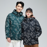 冬季防风保暖标白鸭绒连帽外套满印羽绒服情侣款B247-235-p125，男装羽绒服，电商B247