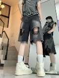 23夏性复古渐变暗黑风破坏流苏牛仔裤女系短裤DS-B247-K59-P48，男装牛仔裤，电商B247