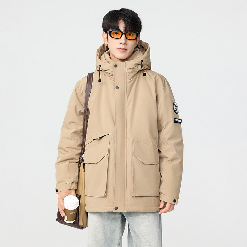 冬季暖国标防风防寒白鸭绒连帽外套羽绒服情侣款B247-5277-p320