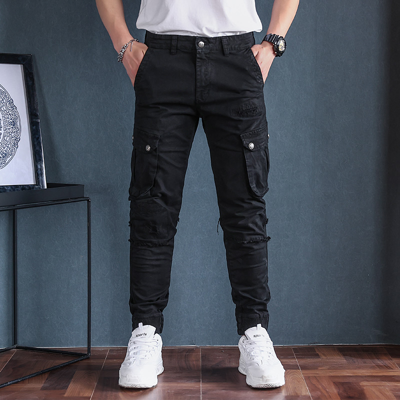 2021新款工装长裤男束脚痞帅水洗百搭时尚3540（低122，男装休闲裤，电商B247