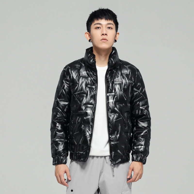 2022新款冬季潮纯色亮面立领羽绒服外套男装DS-B247-2127-P110图片