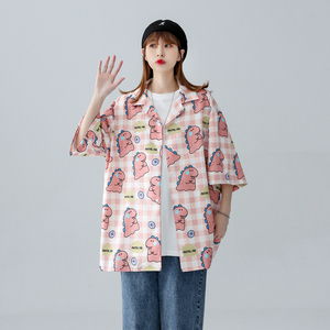 22年春季新款短袖衬衫小恐龙卡通休闲男女款透气DS-B247-T15-P48图片