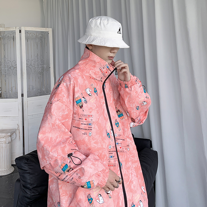 2023年秋冬新款青少年扎染涂鸦高领宽松夹克外套DS-B247-A76-P80，男装夹克，电商B247