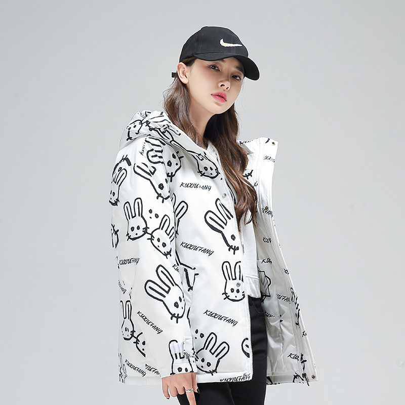 冬季防风保暖标白鸭绒连帽外套满印羽绒服情侣款B247-235-p125,男装羽绒服,电商B247