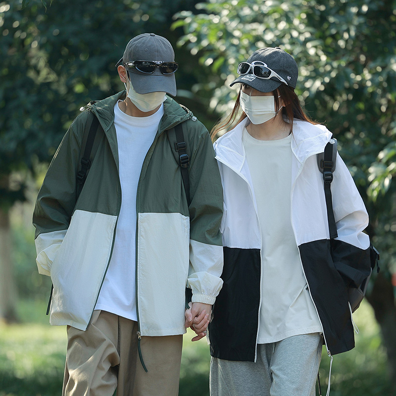 24年春夏新款UPF50+拼色防晒衣时尚外套情侣装DS-B247-7705-P48，男装防晒衣，电商B247
