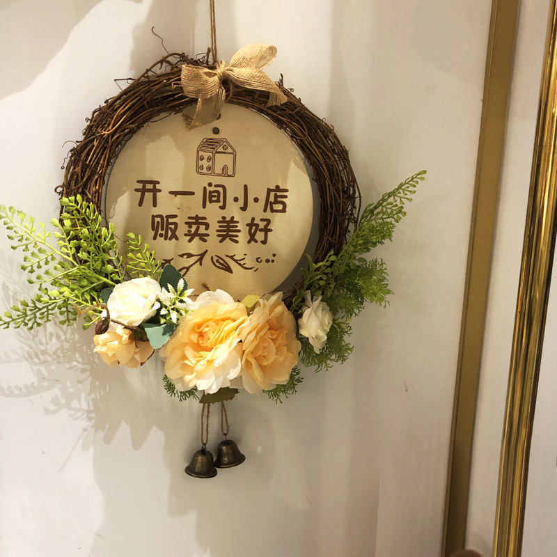 北欧田园门上墙背景装饰花环定制
