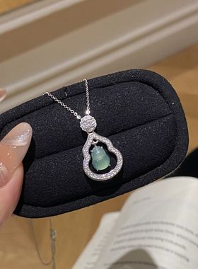 KLZ福禄双全 天然翡翠项链女S925纯银新中式气质高级感2026锁骨链