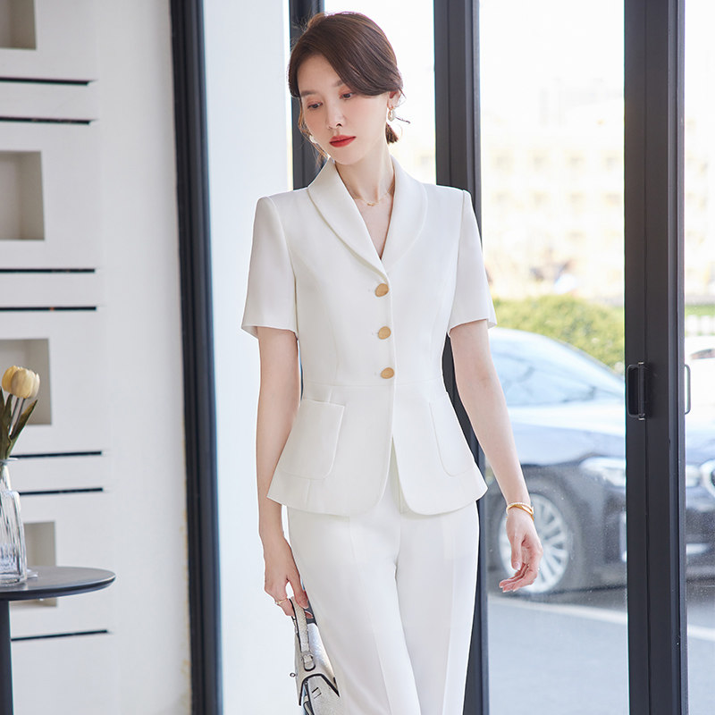 职业套装女时尚气质女神范西服套裙商务通勤前台西装工装夏季薄款