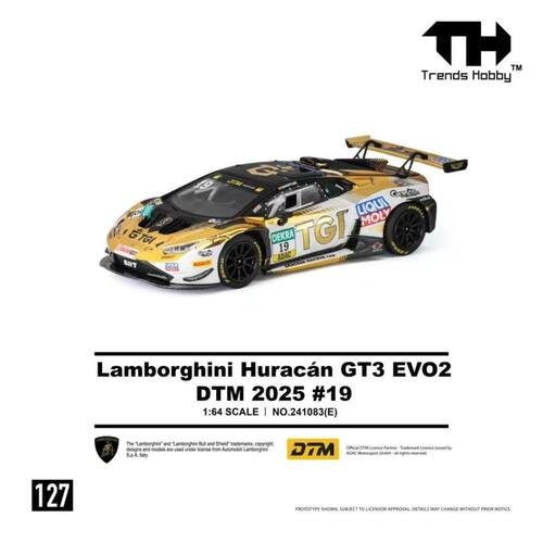 现货TH 1:64 #127兰博基尼 GT3 EVO2 DTM 19号合金汽车模型